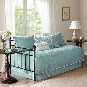 6 Piece Reversible Daybed Cover Set Blue Daybed Blue Cotton