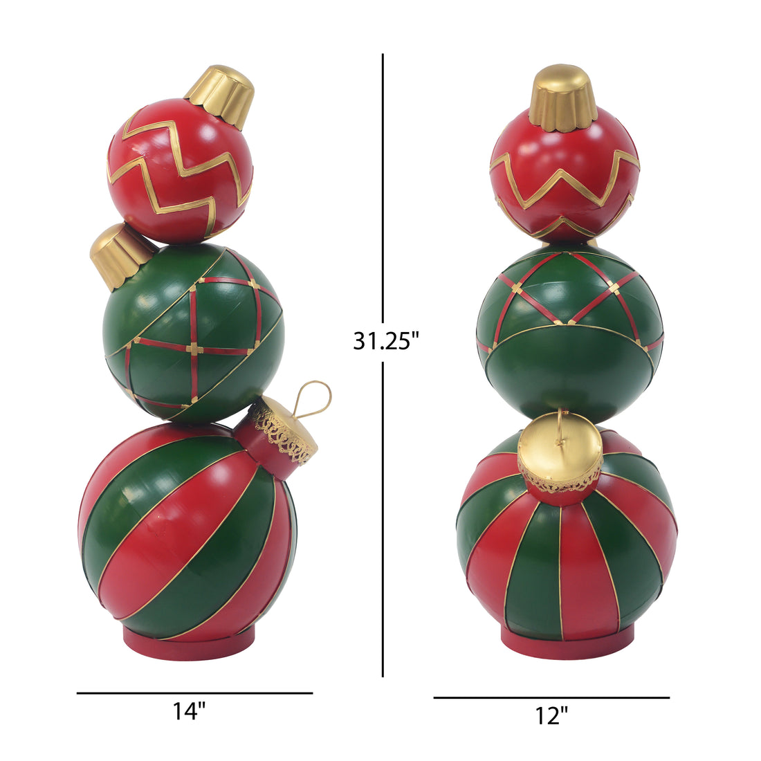 Classic Stacked Christmas Ball Decoration Red Iron