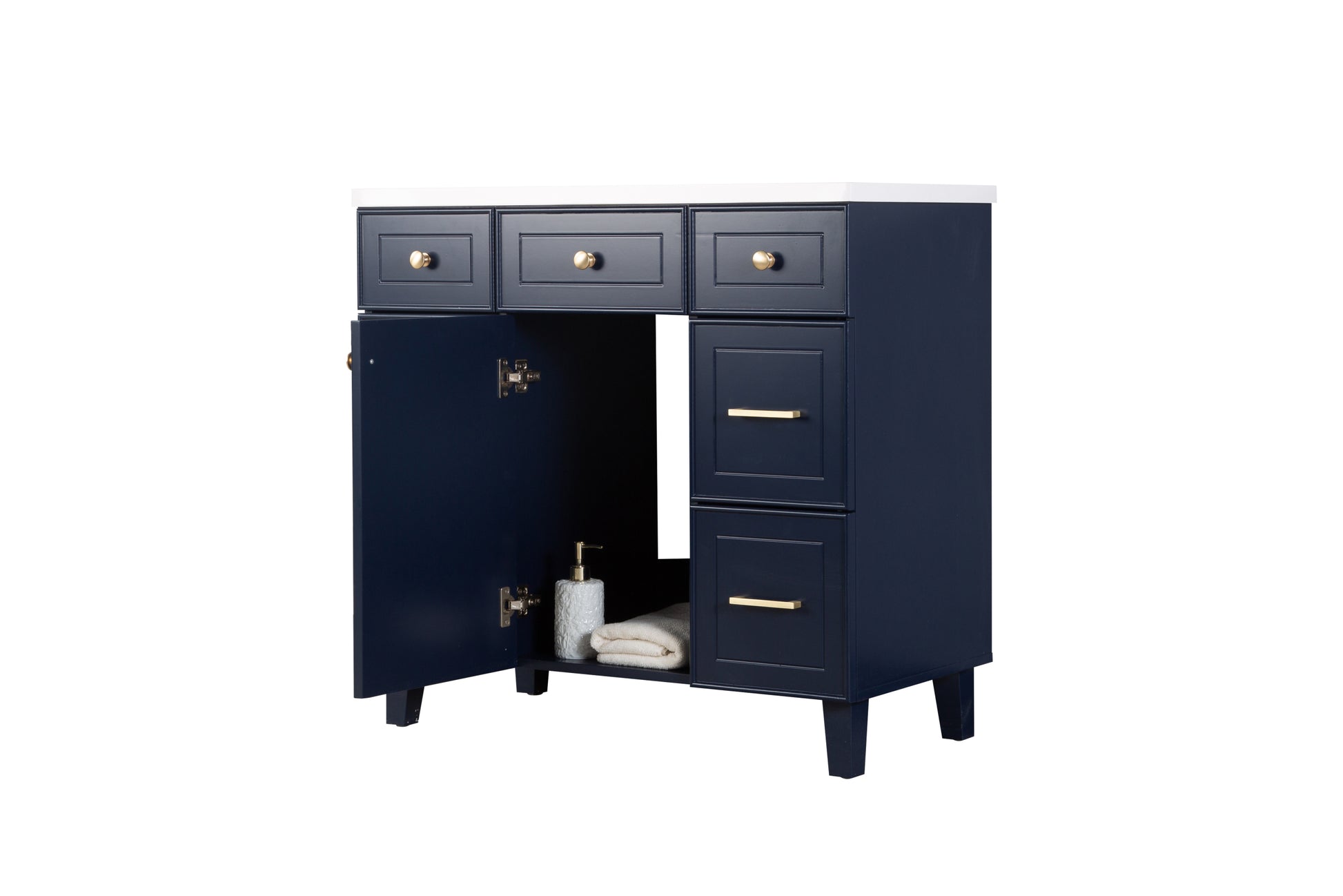 36" Bathroom Cabinet Only, Without Basin, 23V07 36Nb Navy Blue Mdf