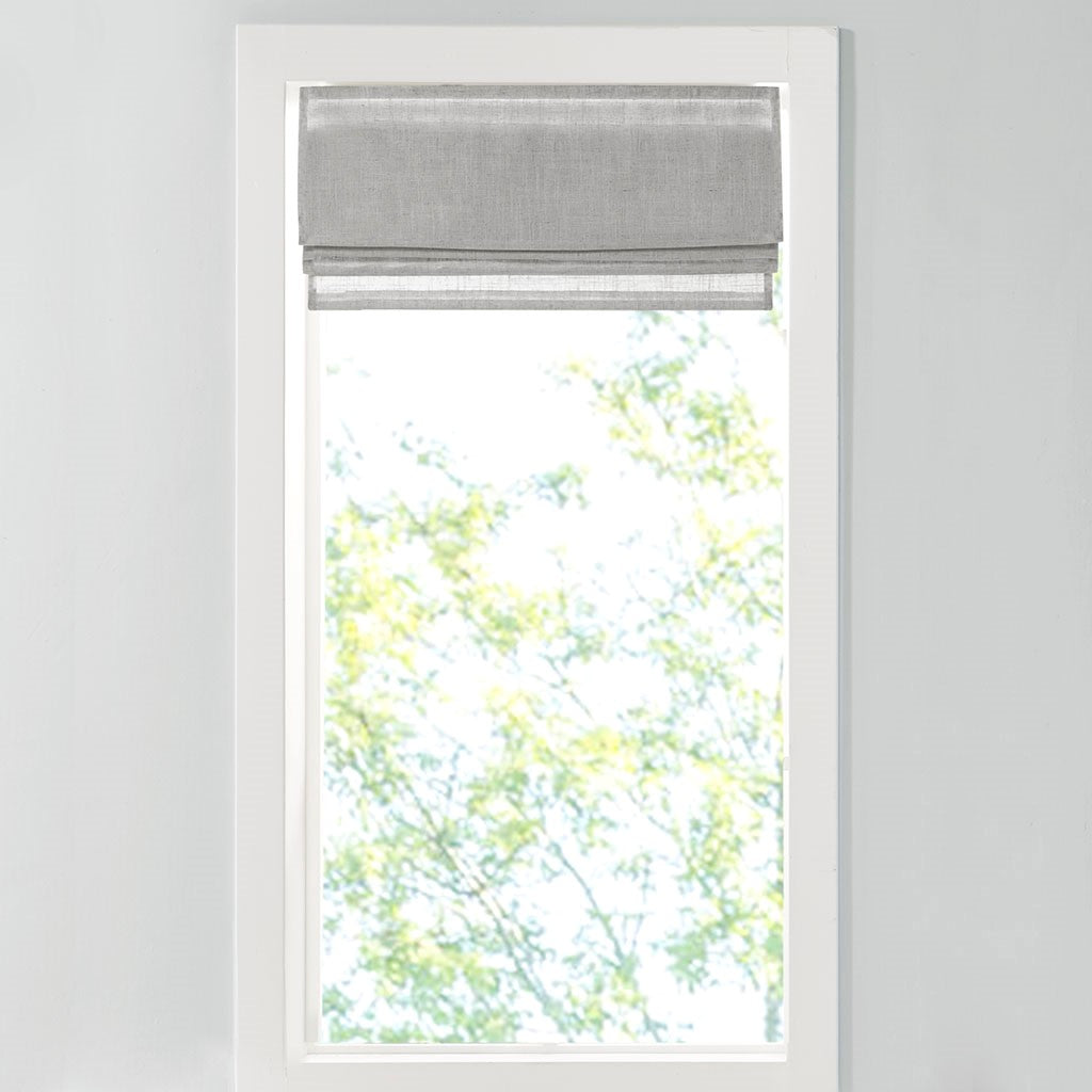 Linen Blend Light Filtering Cordless Roman Shade Grey Polyester