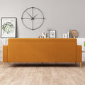 Fx P18 Or Sofa Luxury Velvet Sofa With Gold Accents Modern 3 Seat Couch With Plush Cushions, Perfect For Living Room And Office Decor Orange Velvet 3 Seat