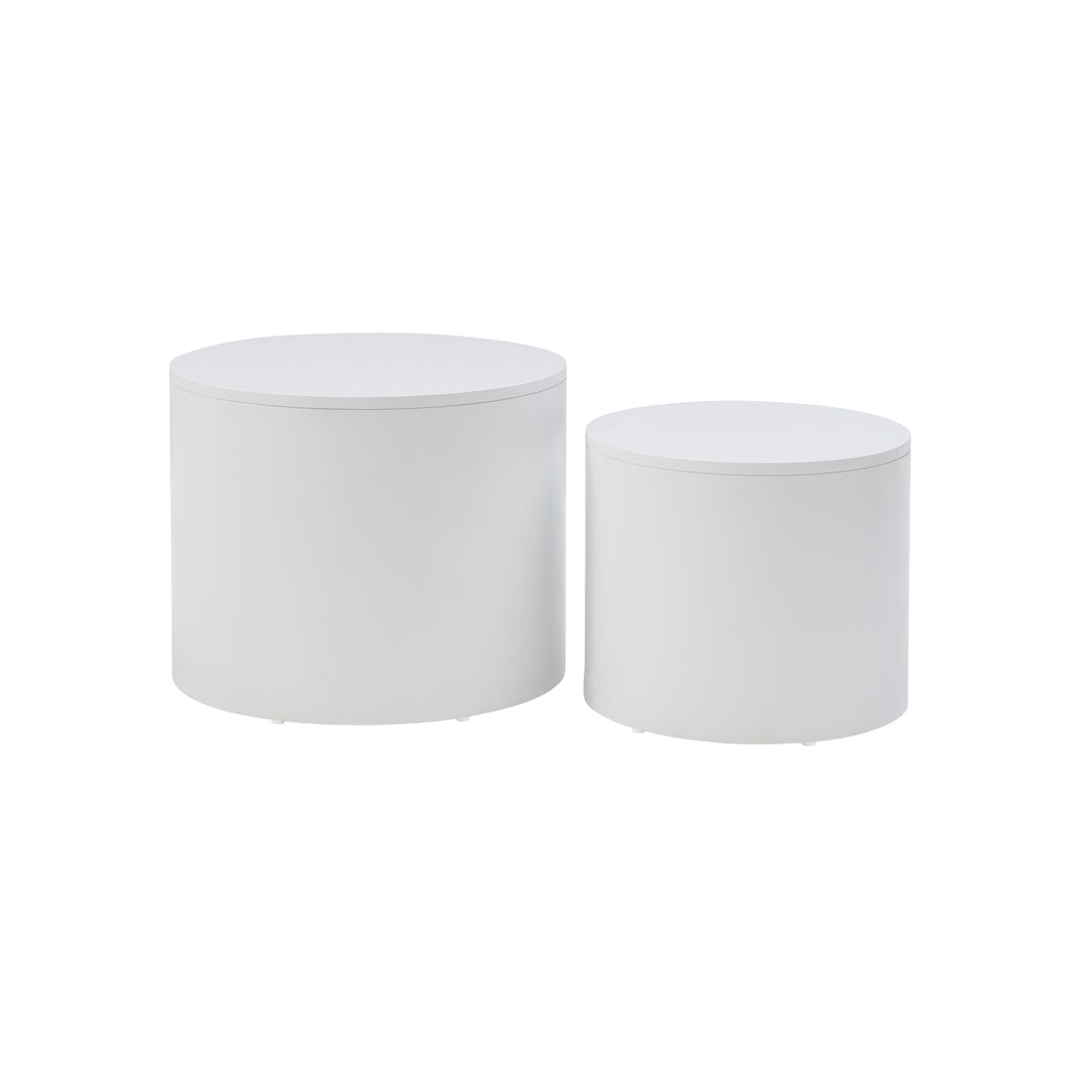 Coffee Tables,Mdf With Ash Oak Walnut Veneer Side Table Coffee Table End Table Nesting Table Set Of 2 For Living Room,Office,Bedroom, White, 2Colors White Primary Living Space Modern Coffee & End Tables Round Mdf