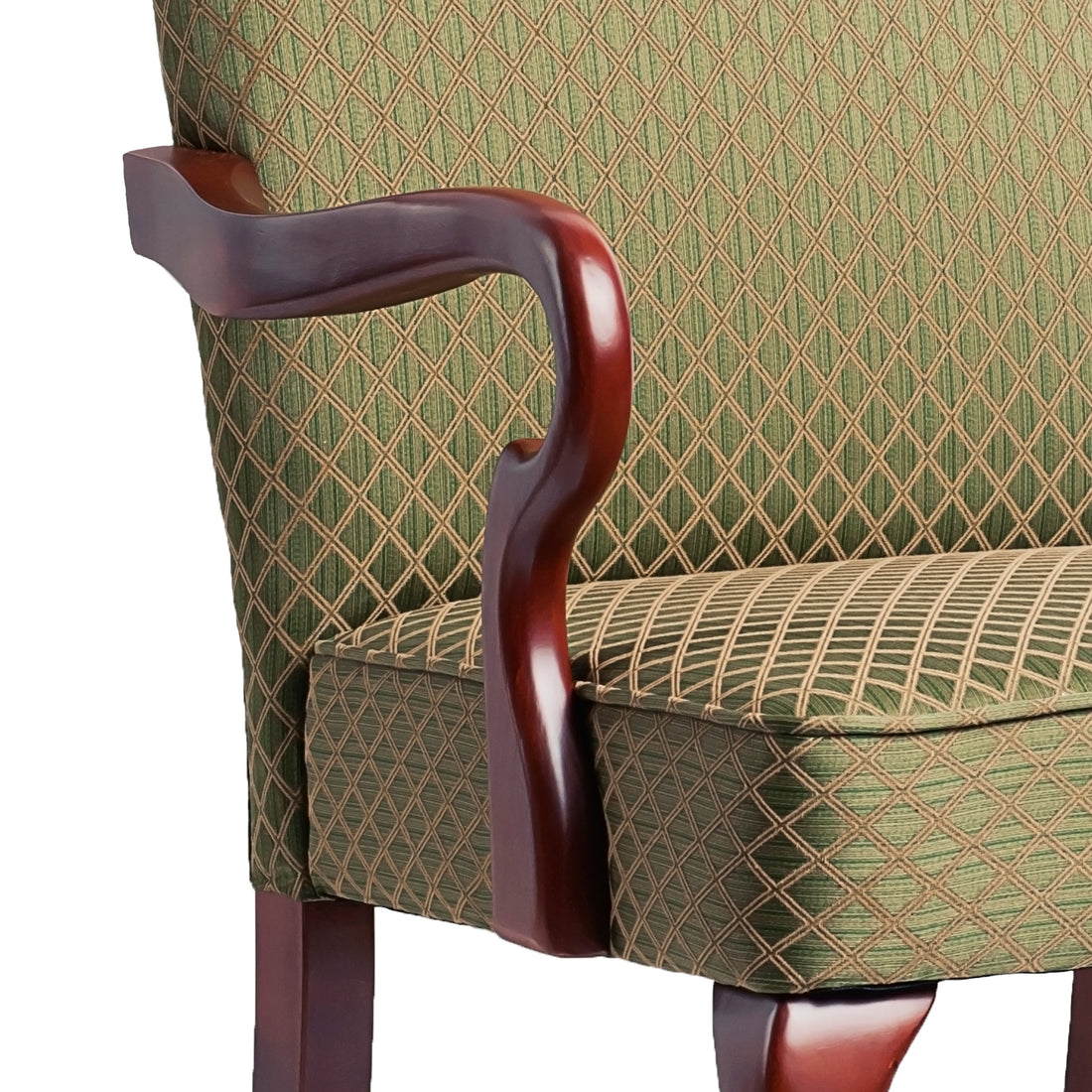 Delaney Green Gooseneck Arm Chair Green Foam Wood Fabric