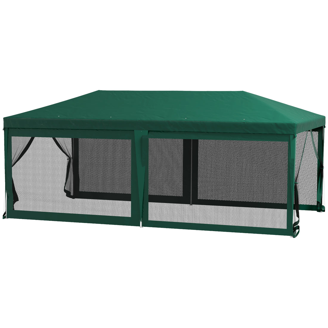 Outsunny 10' X 20' Party Tent, Outdoor Wedding Canopy & Gazebo With 6 Removable Sidewalls, Shade Shelter For Events, Bbqs, Green Green Steel