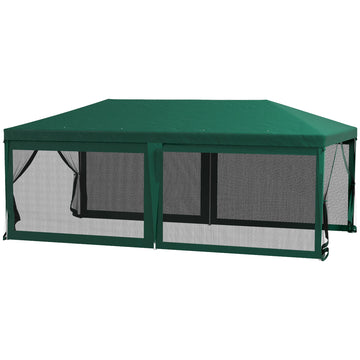 Outsunny 10' X 20' Party Tent, Outdoor Wedding Canopy & Gazebo With 6 Removable Sidewalls, Shade Shelter For Events, Bbqs, Green Green Steel