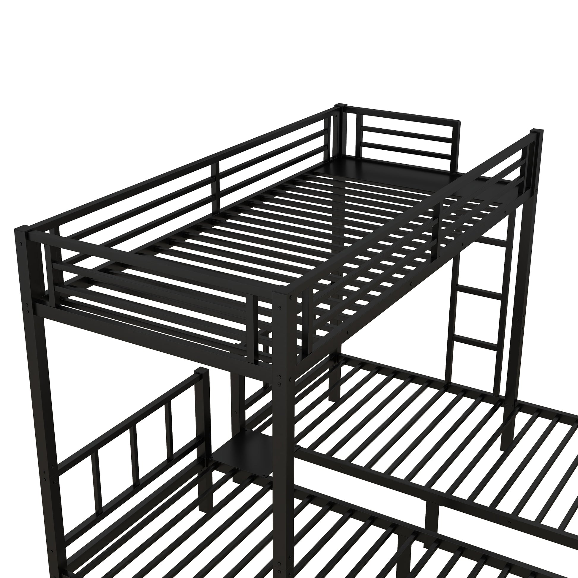 Twin Over Twin & Twin Bunk Beds For 3, Twin Xl Over Twin & Twin Bunk Bed Metal Triple Bunk Bed, Black Black Metal