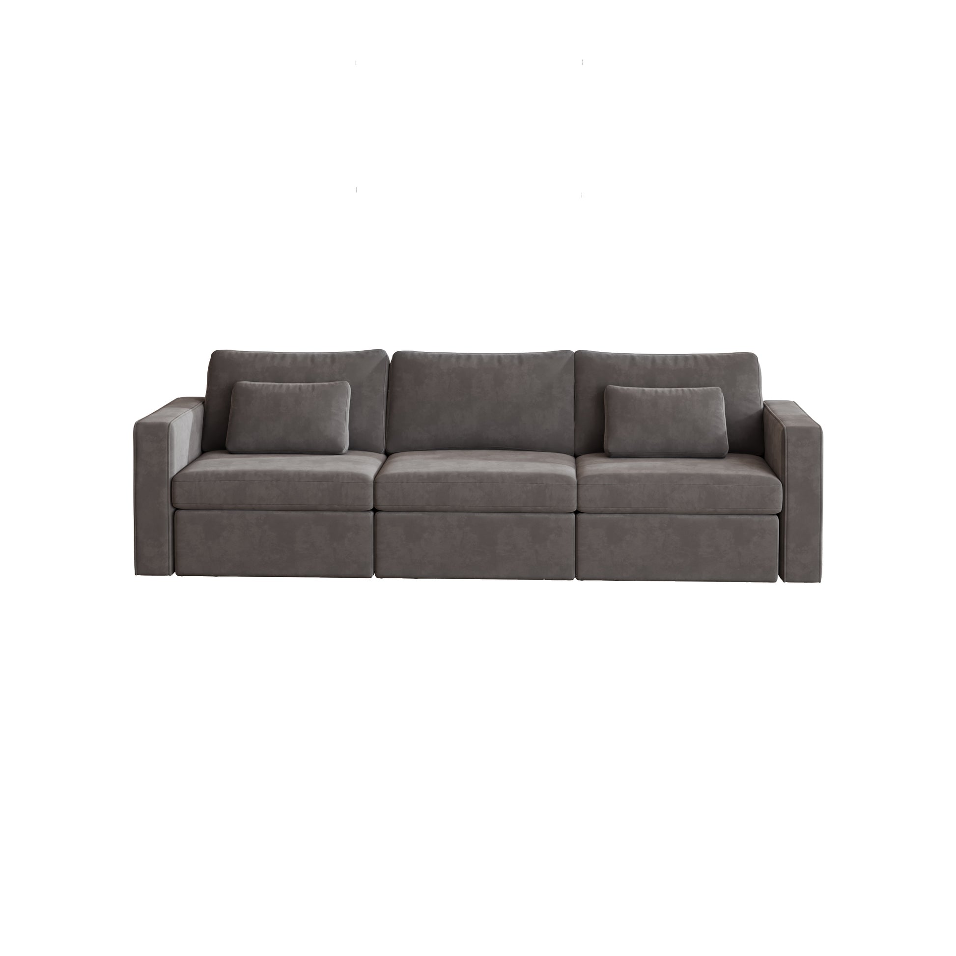 Modern Velvet Modular Sectional Sofa, Convertible Sofa Set With Pillows, Oversized Sectional Couches For Living Room, Loft, Apartment, Office Dark Gray 3 Seats Wood Primary Living Space Medium Duty Pine 3 Seat Dark Gray Velvet Medium Soft Cushion Back