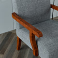 Fabric Accent Arm Chair Set Of 2 With Round Wood Table Grey Fabric