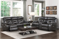 2Pc Power Reclining Sofa Set Modern Design Living Room Furniture Sofa And Loveseat With Center Console Dark Grayfaux Leather Upholstery Usb Ports Contemporary Home Dark Gray,Light Gray Faux Leather Wood Primary Living Space Contemporary,Modern,Ultra