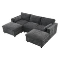 86.5''Chenille Sectional Sofa With Storage Pockets, 5 Seat U Shaped Sleeper Couch Set,2 Pic Free Combination,Convertible Sofa Bed With Ottoman For Living Room,Apartment,3 Colors Dark Grey Chenille 5 Seat