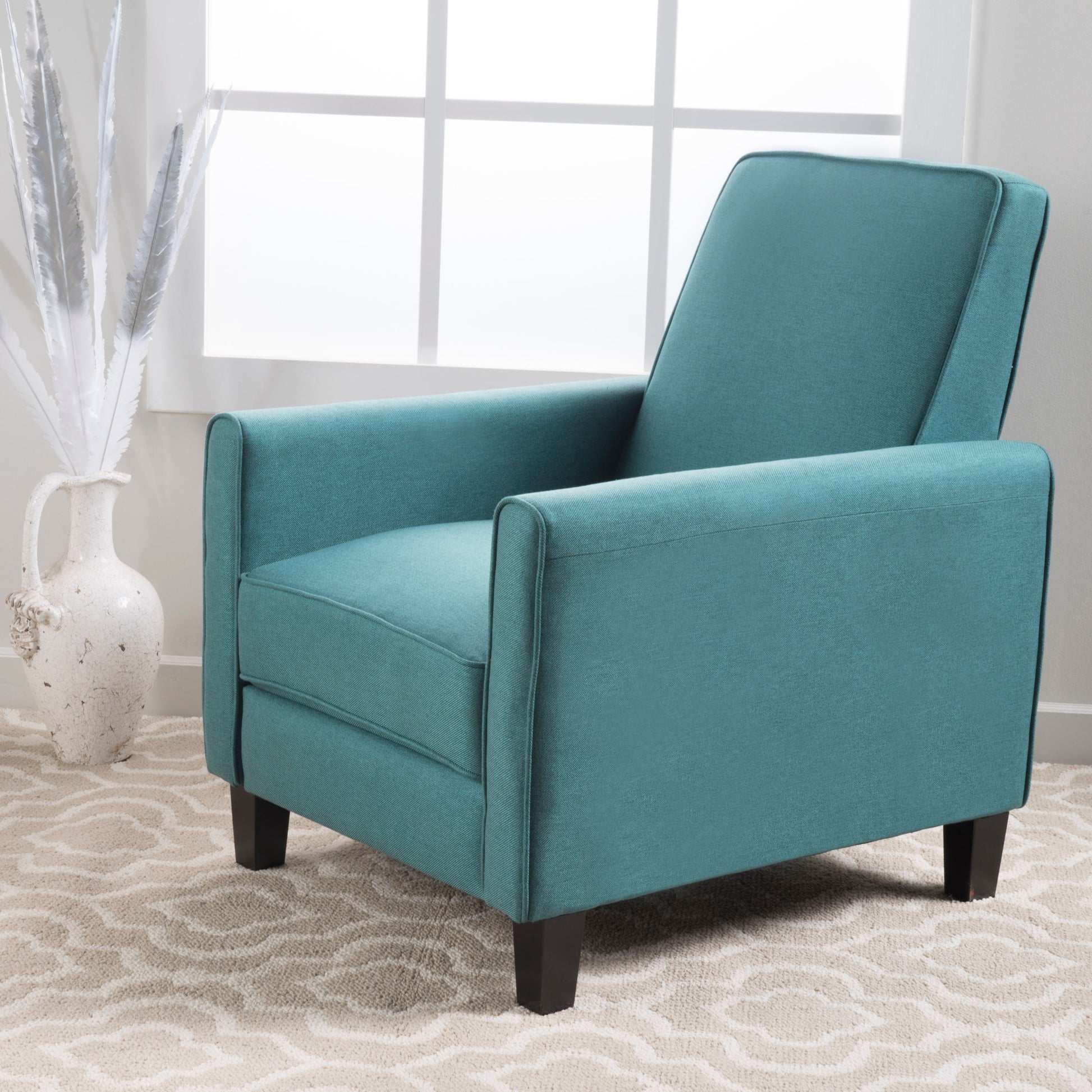 Teal Linen Push Back Chair For Elegant Home D Cor Teal Fabric