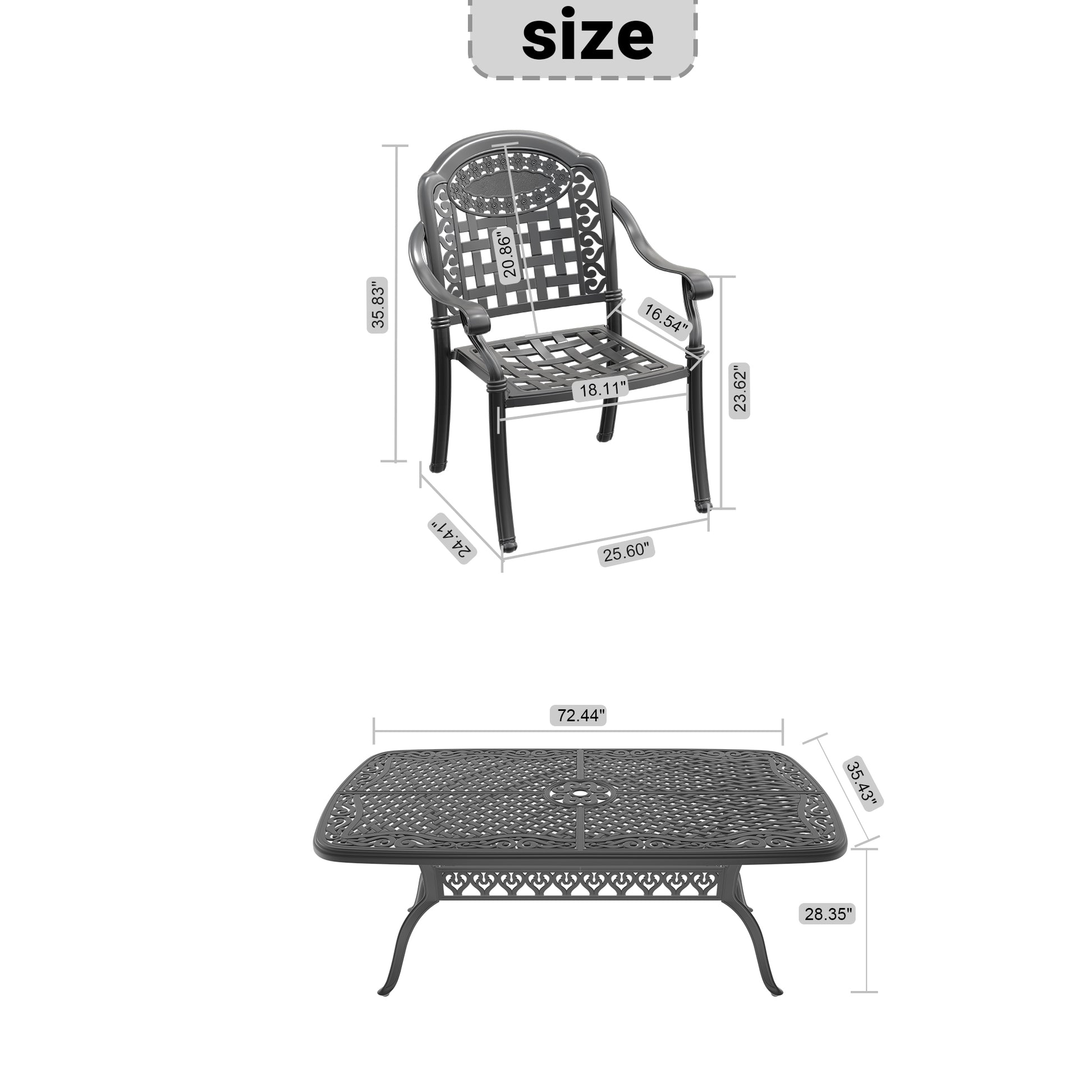 Cushions In Random Colors 7 Piece Set Of Cast Aluminum Patio Furniture With Cushions Yes Black Seats 6 Rust Resistant Frame Water Resistant Cushion Garden & Outdoor Aluminium