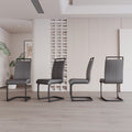 Modern Dining Chairs,Pu Faux Leather High Back Upholstered Side Chair With C Shaped Tube. Black Metal Legs For Dining Room Kitchen Vanity Patio Club Guest Office Chair Set Of 4 Grey Pu Grey Foam Pu