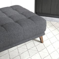 Addison Square Upholstered Ottoman Dark Gray Linen Wood Backless Solid Grey Mid Century Modern Square Armless Tufted Linen,Solid Wood