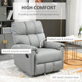 Homcom Rocker Recliner Chair With Overstuffed Back And Seat, Faux Leather Manual Reclining Chair With Footrest And 360 Swivel Rotation Base For Living Room, Gray Gray Polyester