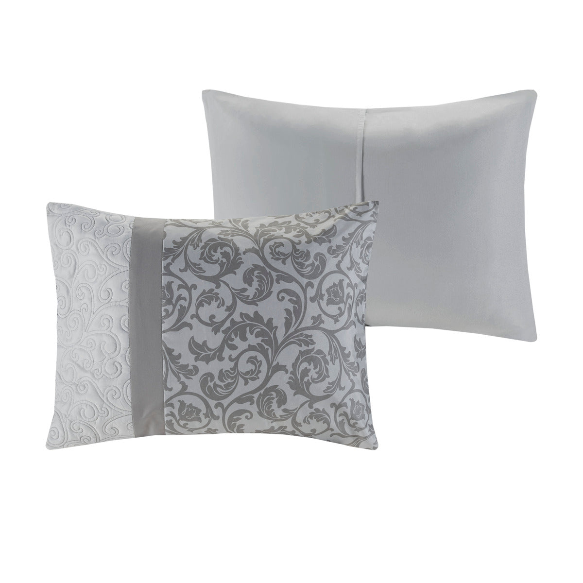 Embroidered 8 Piece Comforter Set Grey Queen Queen Grey Polyester