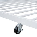 Full Size Metal Platform Bed With Twin Size Trundle,House Shaped Headboard Design, White Full White Metal