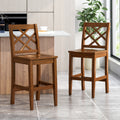 Counter Chair Set Of 2 Mahogany Wood Waterproof Fabric