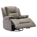 360 Swivel And Rocking Home Theater Recliner Manual Recliner Chair With A Led Light Strip For Living Room,Bedroom, Grey Grey Foam Pu