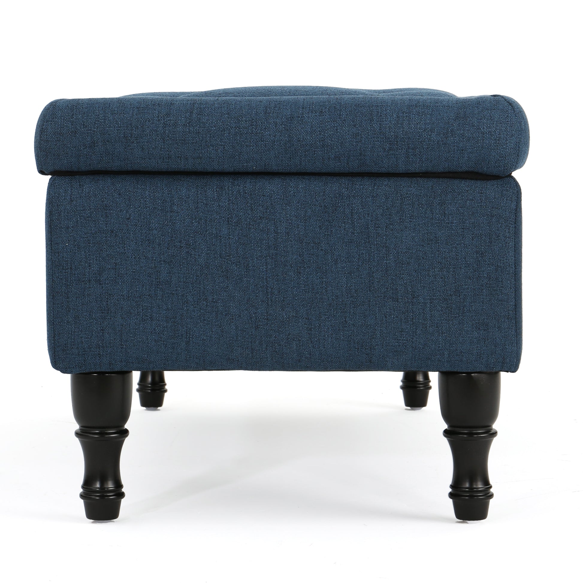 Hyatt Storage Ottoman Navy Blue Fabric