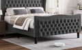 Lift Up Velvet Gray King Size Bed Box Spring Not Required King Gray Wood Light Brown Bedroom American Design Poplar Slat Beds Foam Velvet Upholstered