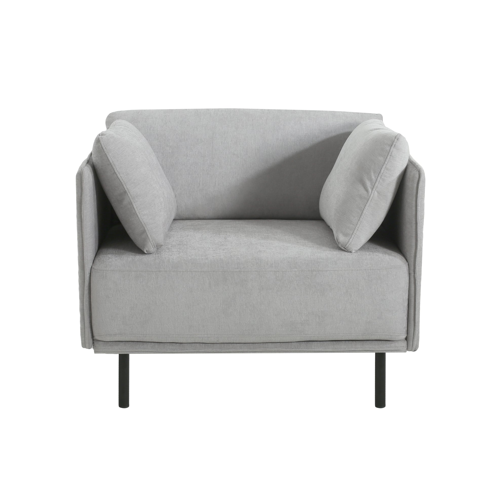 39" Vintage Grey Lounge Chair With Polyester Upholstery, Solid Wood Frame And Steel Legs, Comfortable Accent Seating For Living Room, Bedroom, Or Office Grey Polyester,Solid Wood Mdf,Steel