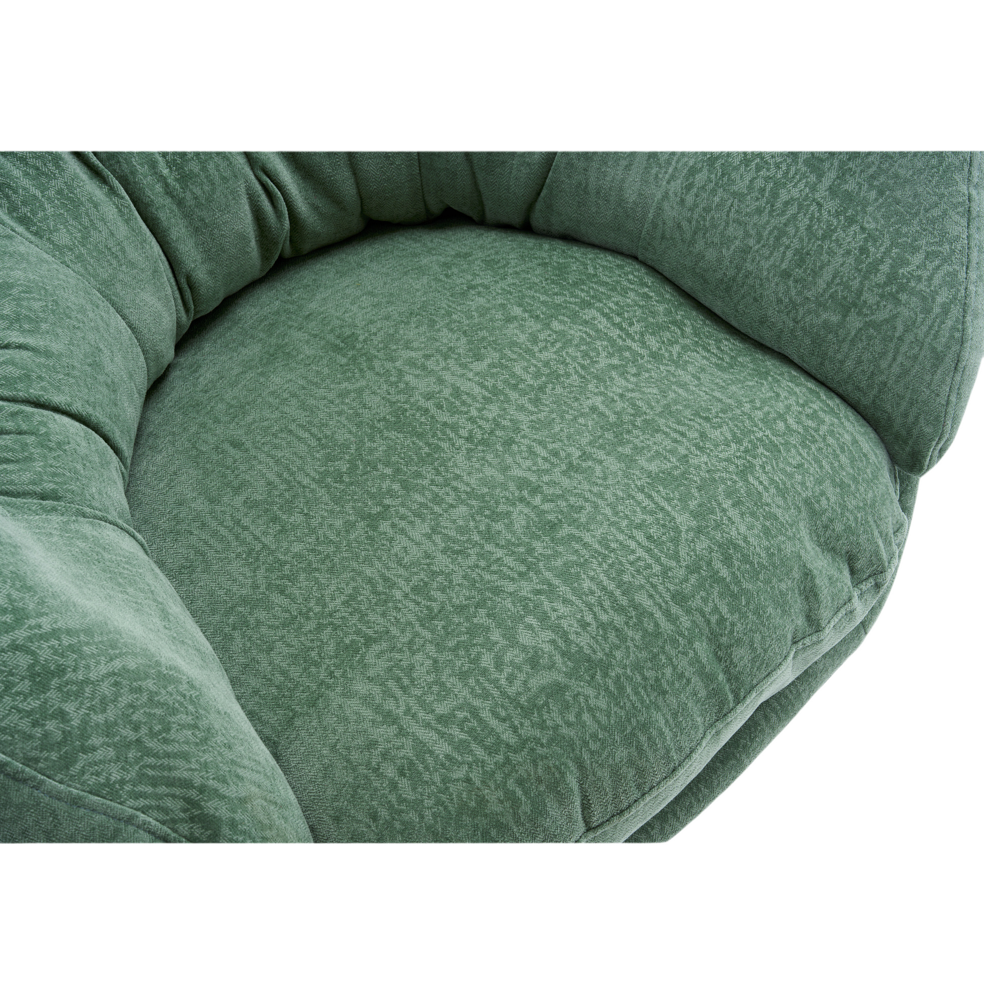 Comfy Chenille Upholstered 360 Swivel Club Chair Accent Chair With Removable Cushion, Round Office Chair With Black Metal Base, Cotton Material, Living Room, Bedroom, Reading Corner, Office Green