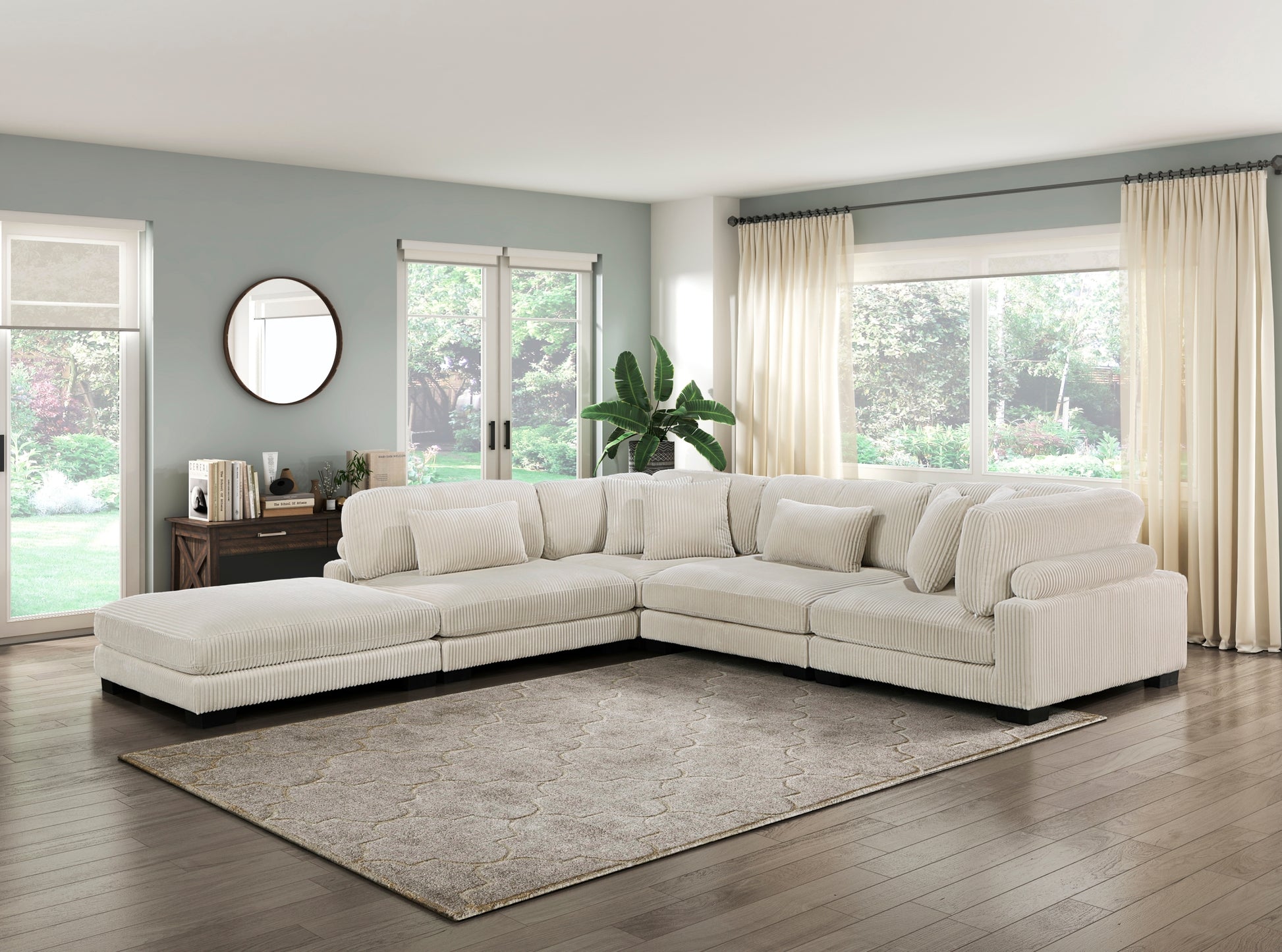 1Pc Modern Living Room Furniture Modular Corner Seat Plush Beige Corduroy Fabric Upholstery Plywood Frame, Matching Pillows Beige Wood Primary Living Space Modern Plywood 1 Seat