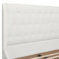 Brooks Contemporary Tufted Shelter Platform Bed, Queen, Antique White Polyester Box Spring Not Required Queen Antique White Wood Foam Polyester Polyester