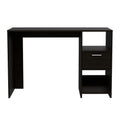 Omma Computer Desk, One Drawer, Two Shelves Black Computer Desk Office Modern Freestanding Rectangular Open Storage Desk Rectangular Particle Board Engineered Wood