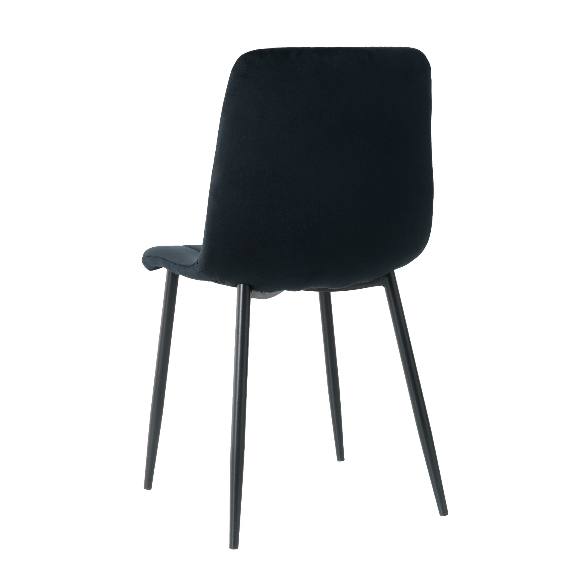 Indoor Black Velvet Dining Chair, Modern Kitchen Dining Chair With Cushion Back, Upholstered Side Chair With Black Coated Metal Legs, Family Kitchen Dining Room And Living Room Set Of 4 Metal Black