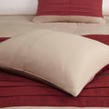 7 Pc Pieced Faux Suede Comforter Set Red King King Red Polyester