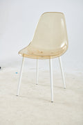 Dining Chair,Set Of 4,Metal Leg,Plastic Seat,Transparent Yellow Yellow White Iron Plastic