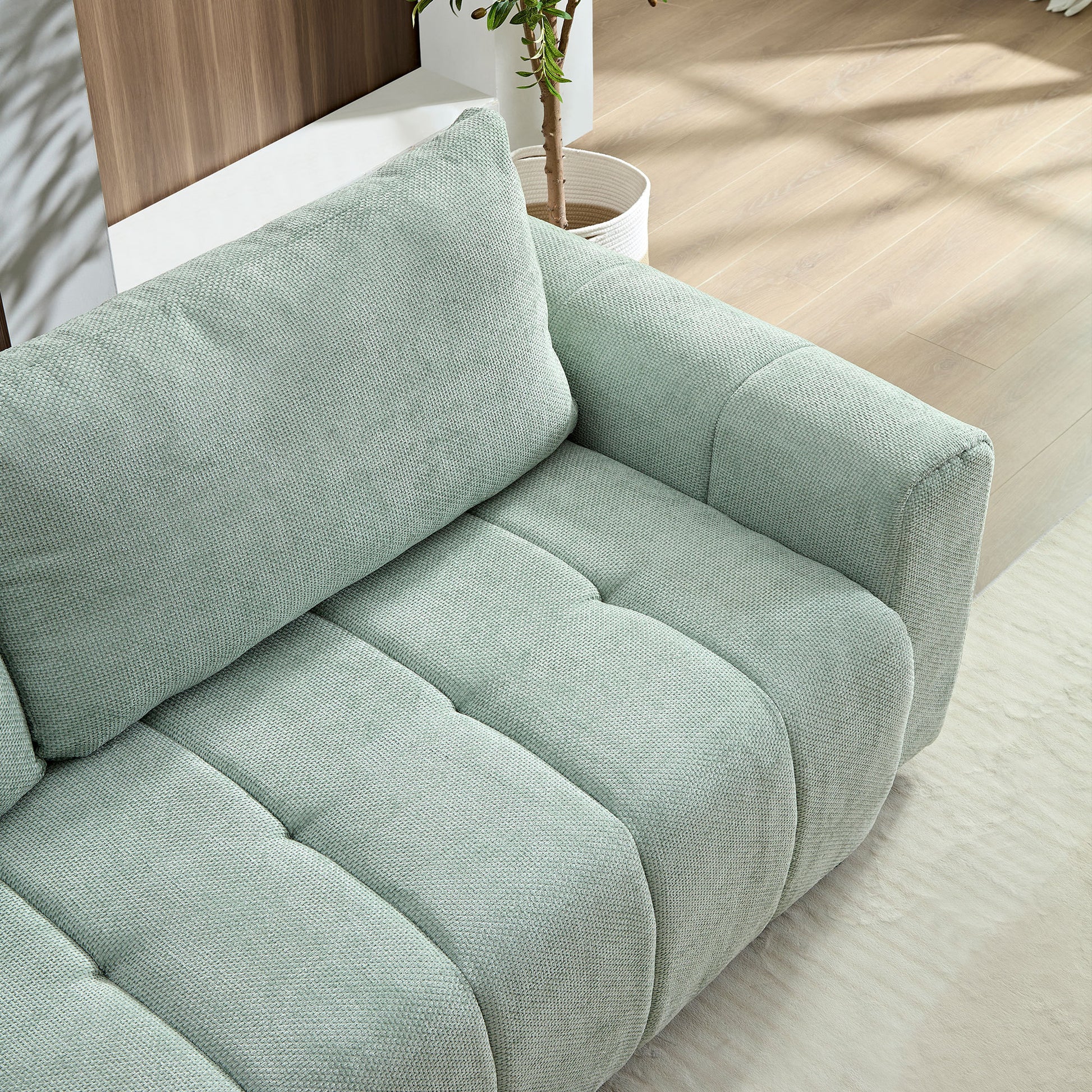 94.49''Sleeper Sofa, Sofa Bed 2 In 1 Pull Out Couch Bed With Storage Chaise For Living Room, Sofa Sleeper With Pull Out Bed, Light Green Style Couch Light Green Fabric 3 Seat