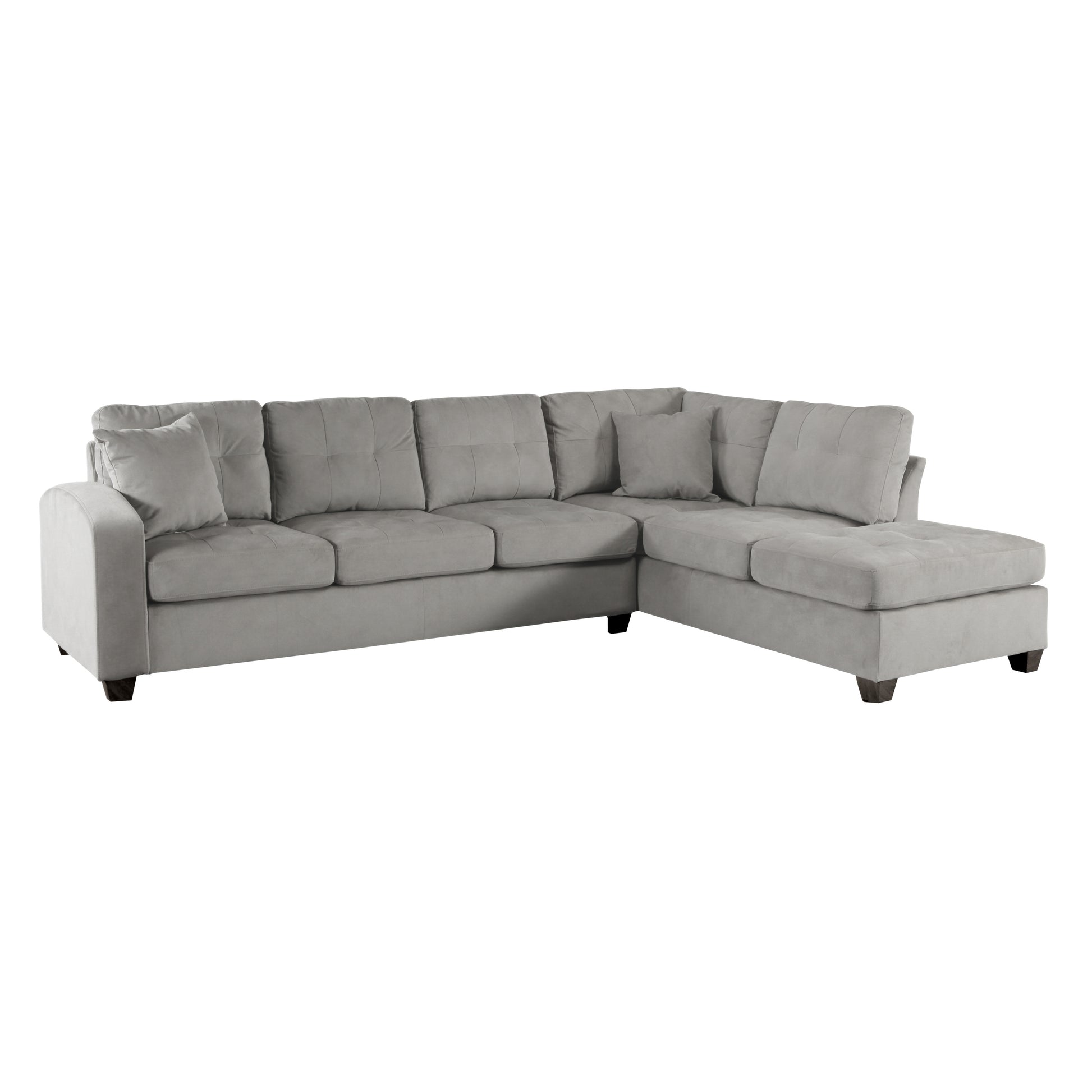 2 Piece Reversible Sectional With Chaise Tufted Detail Taupe Microfiber Upholstered Modern Living Room Furniture Taupe Microfiber Primary Living Space L Shaped Plywood,Solid Wood 5 Seat