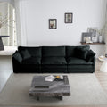 Modern Sofa Couch, 3 Piece Set Extra Deep Seat Sectional Sofa For Living Room, Oversized Sofa, 3 Seat Sofa, Loveseat And Single Sofa, Black Chenille Green Chenille 6 Seat