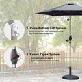 7.5Ft Patio Umbrella, Outdoor Table Umbrella With Push Button Tilt And Crank, Uv Protection Waterproof Market Sun Umbrella With 6 Sturdy Ribs For Garden, Deck, Backyard, Pool Gray Gray Round Uv Resistant Umbrellas Aluminium