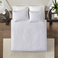 Reversible Quilt Set White King Cal King King White Cotton