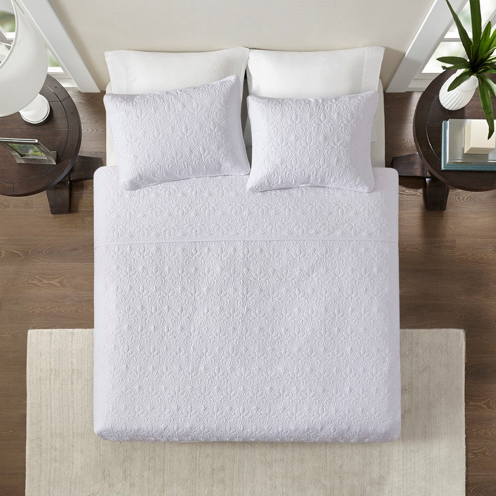 Reversible Quilt Set White King Cal King King White Cotton