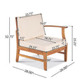 Perla 5 Pcs Sofa Set, Cream Cream Acacia Wood