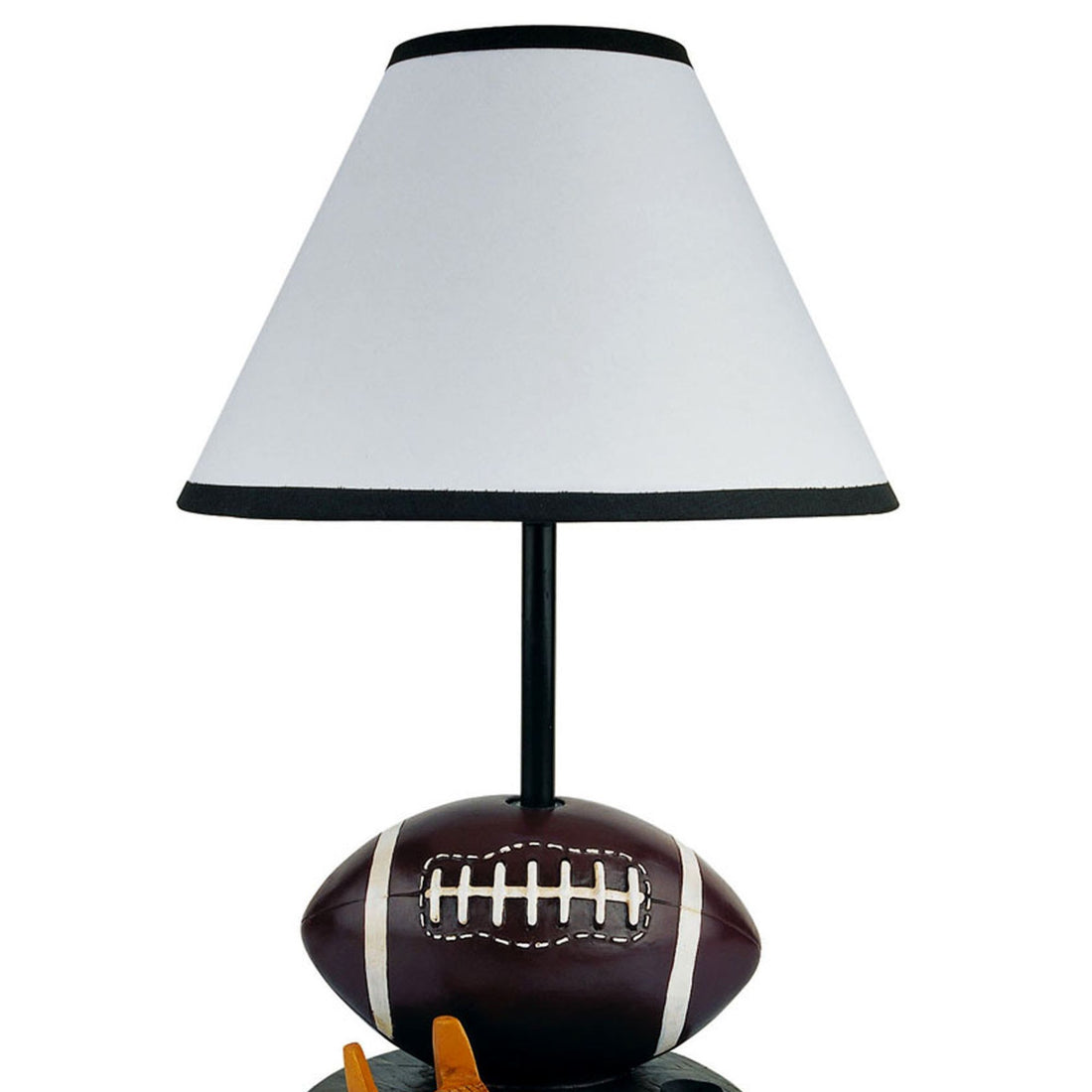 15" Tall Polyresin Accent Table Lamp, Football Shaped, Cone Linen Shade Multicolor Polyresin