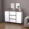 3 Drawers And 2 Doors Light Luxury Sideboard Buffet Cabinet White Wood