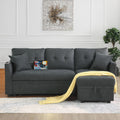 Sectional Sofa Bed L Shaped Sofa Couch Bed With Usb Port, Reversible Sofa Couch Sleeper With Pull Out Bed, Chaise With Storage, Pull Out Couch For Living Room Gray Velvet 3 Seat