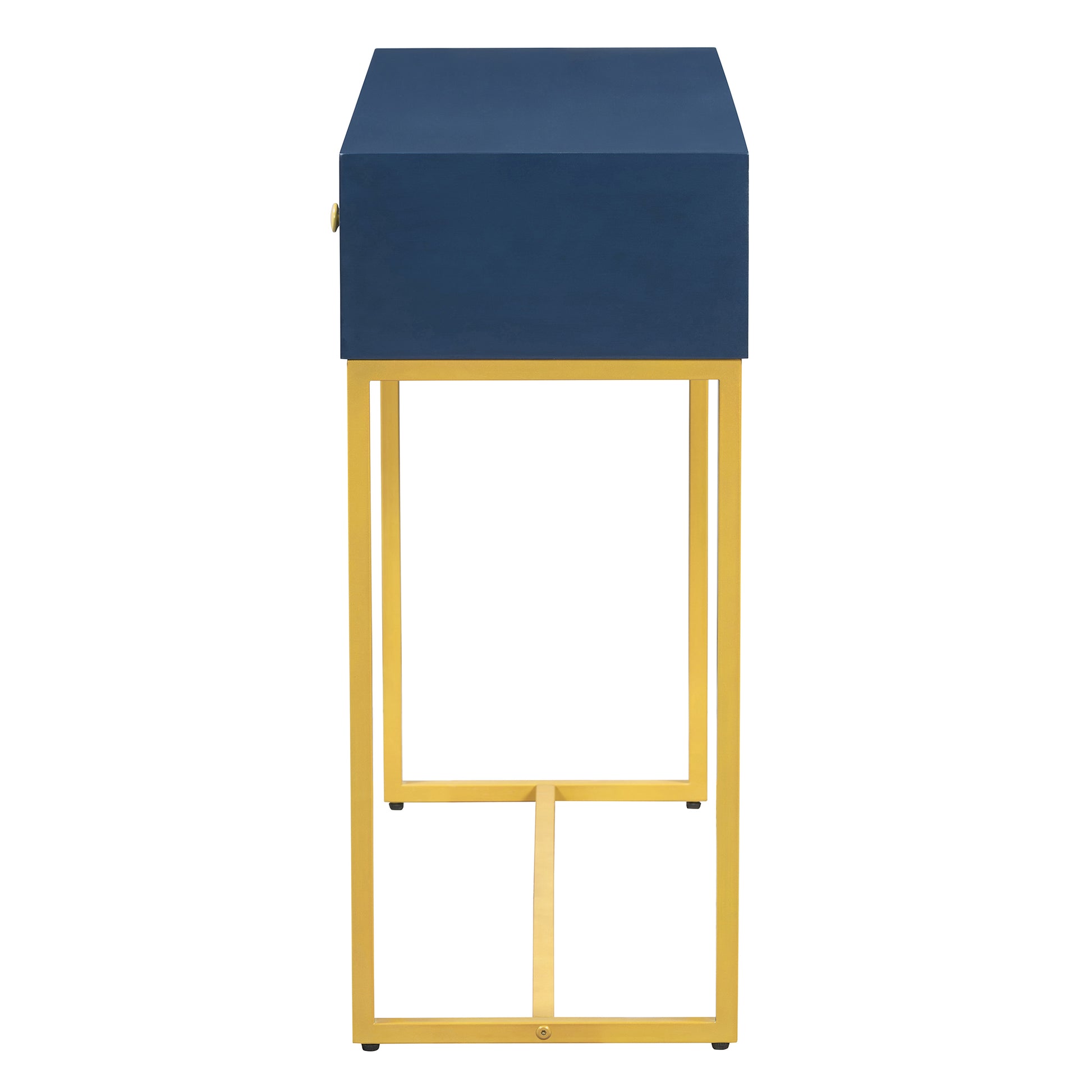 Modern Sleek Console Table Two Drawers With Stripe Design For Living Room And Entryway Navy Navy Mdf