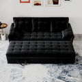 91 Inch Convertible Sofa Couch With Pull Out Couch Bed, Sleeper Sofa Bed For Living Room, Apartment, Chenille Fabric Color:Black Black Light Brown Chenille Wood Primary Living Space Cushion Back