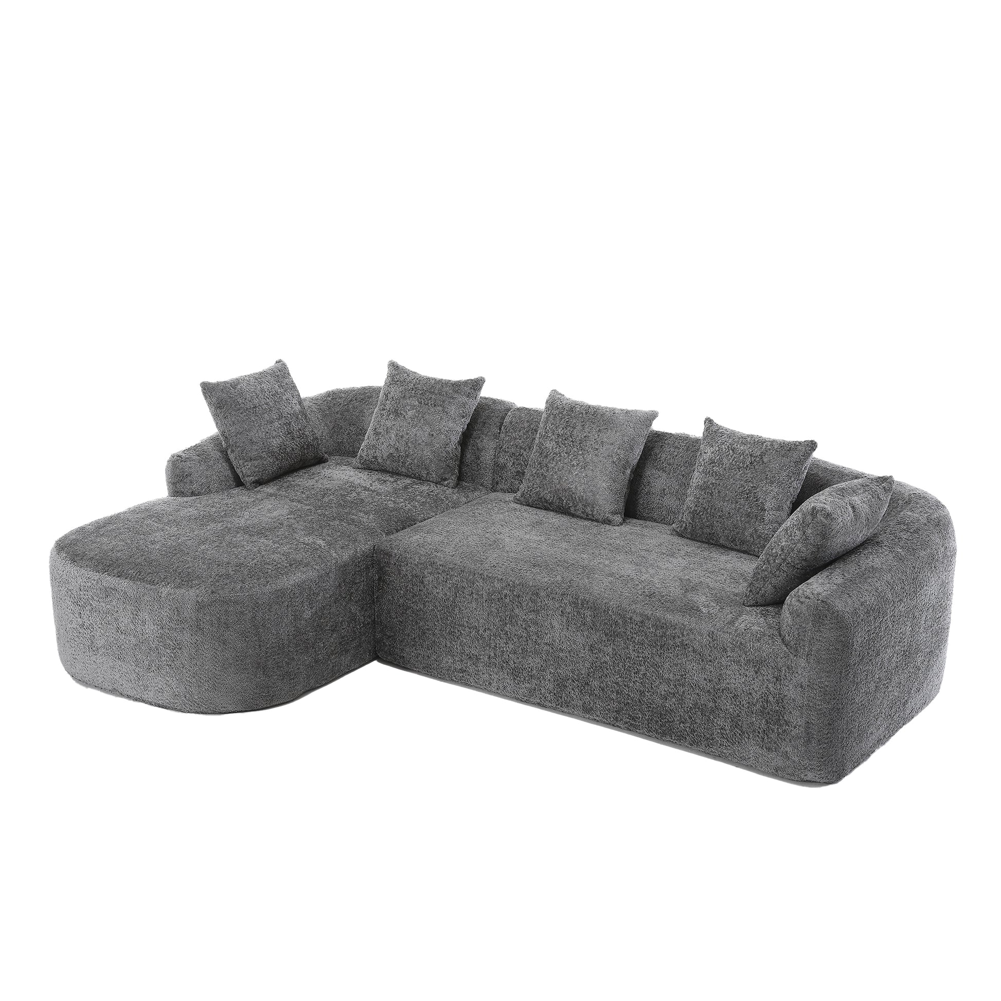 Coolmore Boucle Sofa 3 Seater For Living Room Oversized Comfy Sofa L Shape Sofa Couch With Chaise Home Furniture Sleeper Sectional Sofa For Apartment, Office Left Hand Facing Gray Gray Primary Living Space Foam Boucle 3 Seat