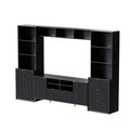 4 Piece Entertainment Wall Unit With 13 Shelves,8 Drawers And 2 Cabinets, Multifunctional Tv Stand Media Storage Cabinet With Fluted Line Surface For Living Room, For Tvs Up To 70