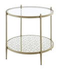 Zaba End Table, Glass Top & Champagne Finish Lv02756 Champagne Glass Metal