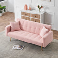 71.7 Inch Pinkteddy Fleece Sofa Bed Bring Two Throw Pillows Pink Fabric 2 Seat