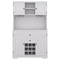 Coffee Bar Cabinet Kitchen Cabinet With Storage, Farmhouse Wine Cabinet With Drawers Shelves And Cabinets, Buffet Cabinet Wine & Glass Racks For Dining Room, White Off White Particle Board Mdf